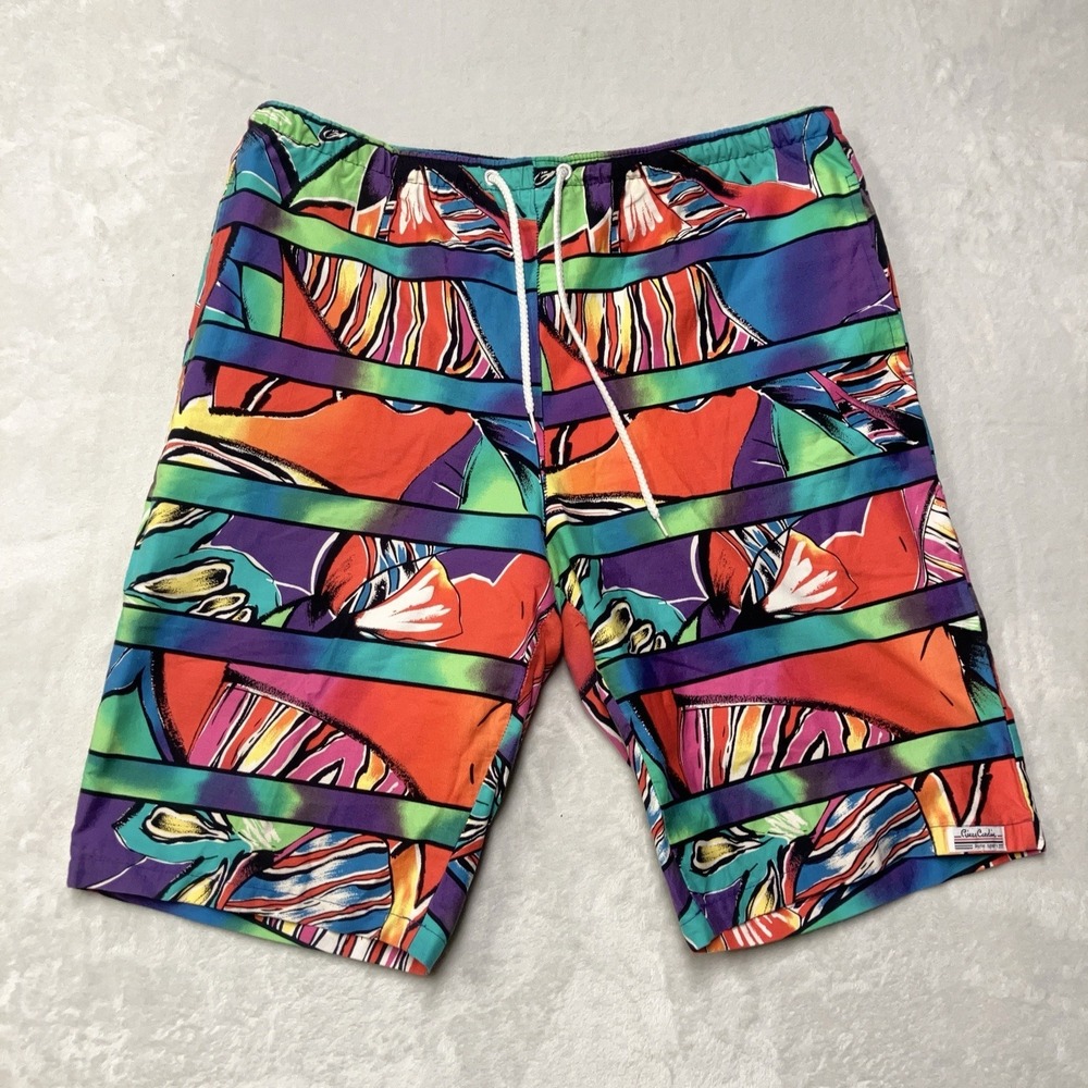 Vintage 80s 90s Made In Canada Abstract Colorful Rainbow Shorts Pierre Cardin